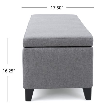 Christopher Knight Home Cleo Fabric Storage Ottoman Bench by Grey Polyester, Fabric