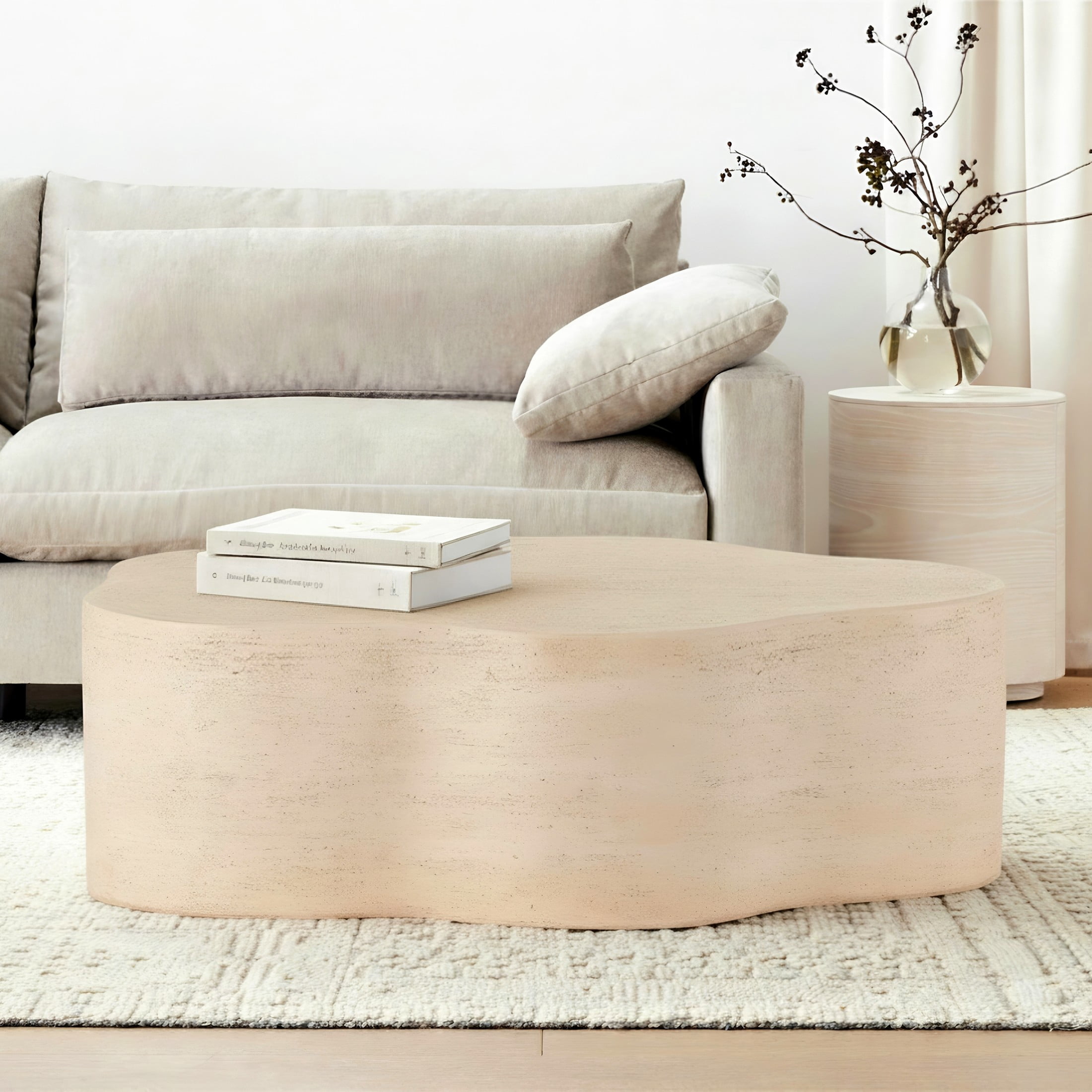 Christopher Knight Home Cloud-Shaped Lightweight Concrete Accent Coffee Table, Indoor Outdoor Use, Natural