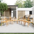 thumbnail image 1 of Christopher Knight Home Coastal Wood Outdoor Dining Chair with Rope Weave Backrest, Grey, Set of 6, 1 of 8