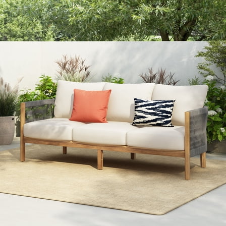 Food Save Rope Christopher Knight Home Acacia Wood Outdoor 3-Seater Sofa with Woven ...