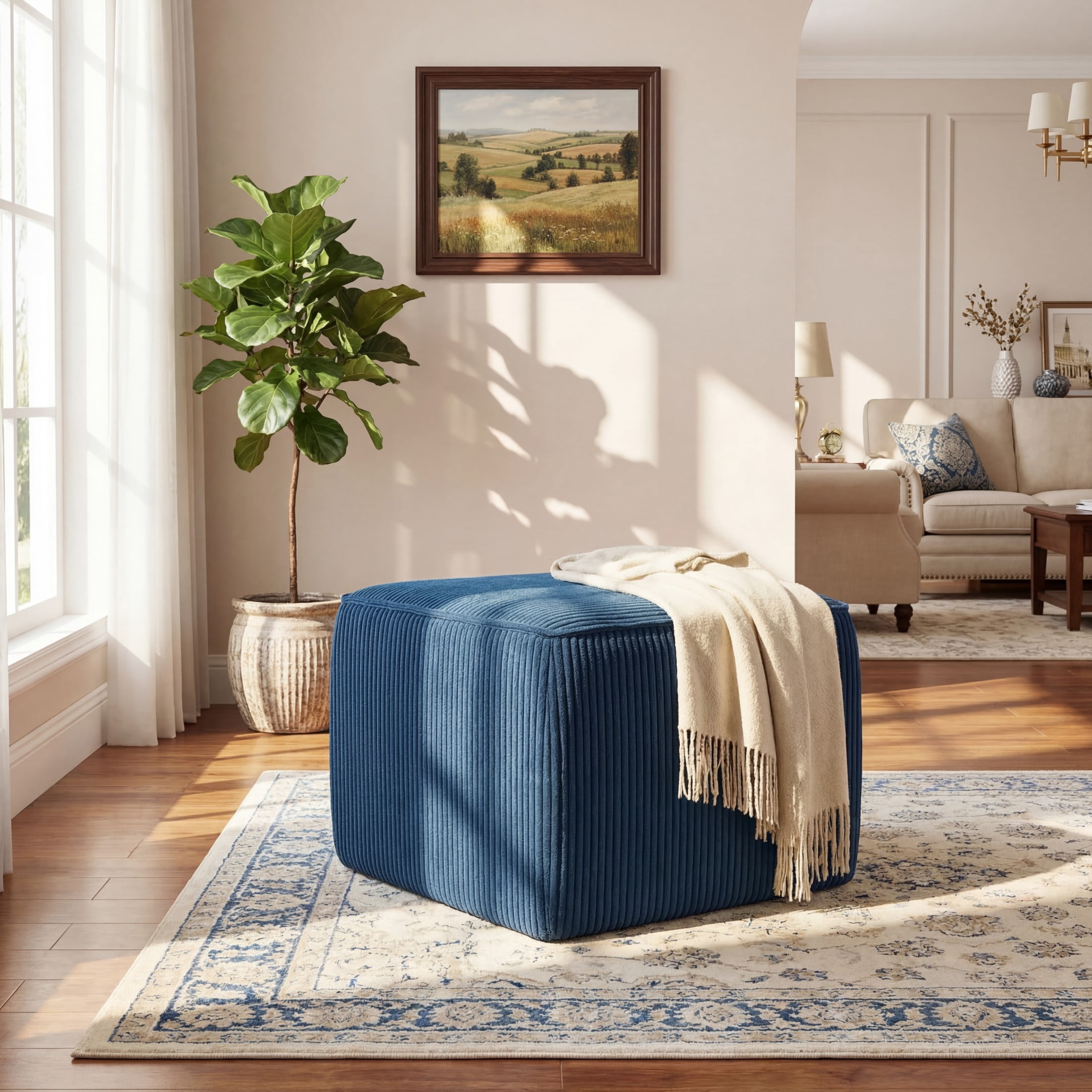 Christopher Knight Home Corduroy Upholstered Square Ottoman