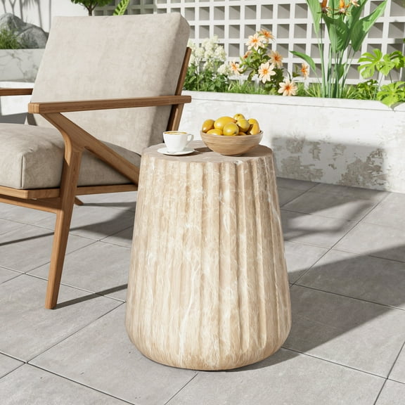 Christopher Knight Home Cylindrical Side Table, Lightweight Concrete Round End Table for Indoor & Outdoor Use, Gold