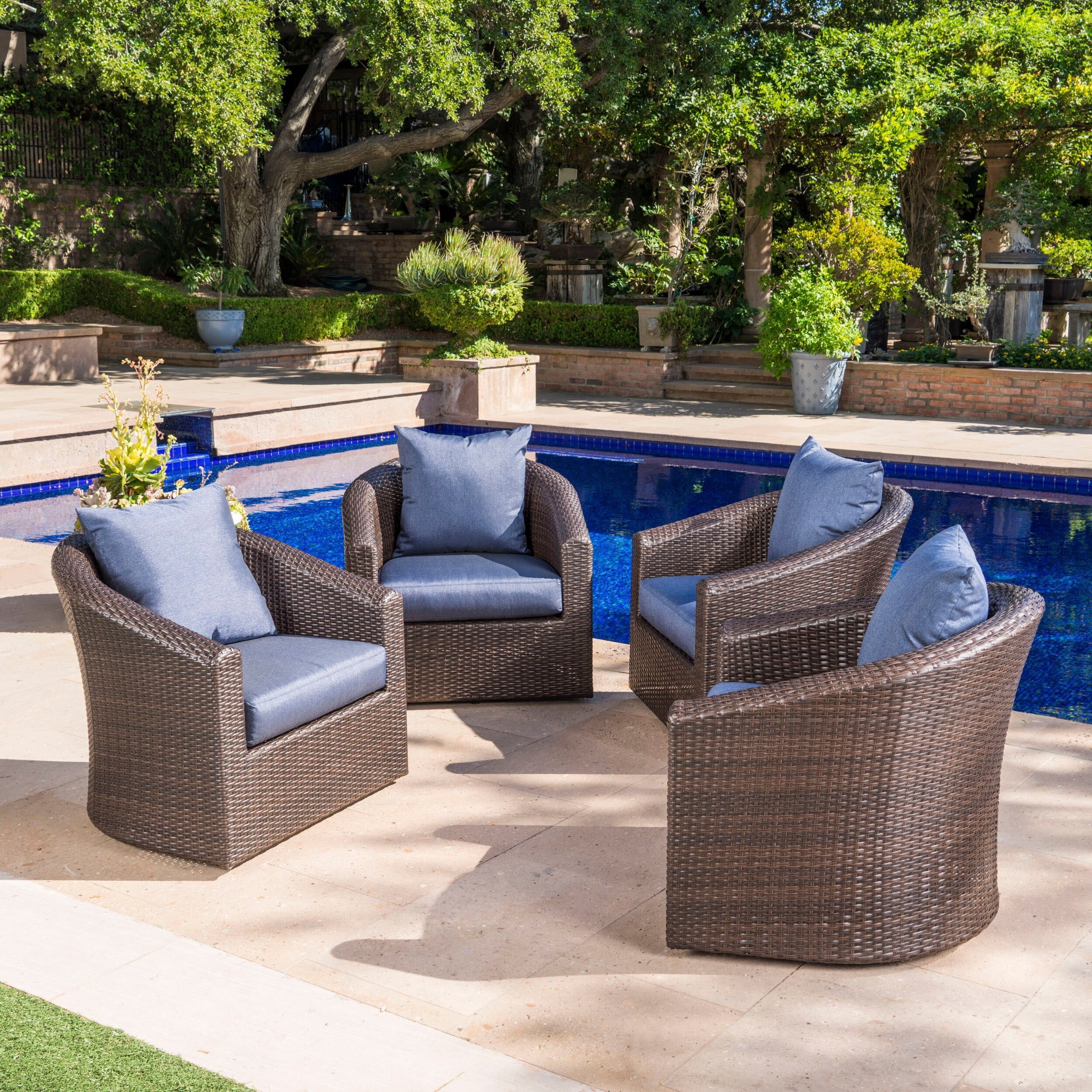 Christopher knight home liam outdoor wicker swivel club chair with cushion hotsell
