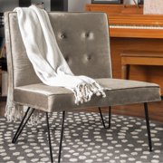 Christopher Knight Home Darrow Modern Tufted Velvet Armless Chair by Grey Polyester, Velvet