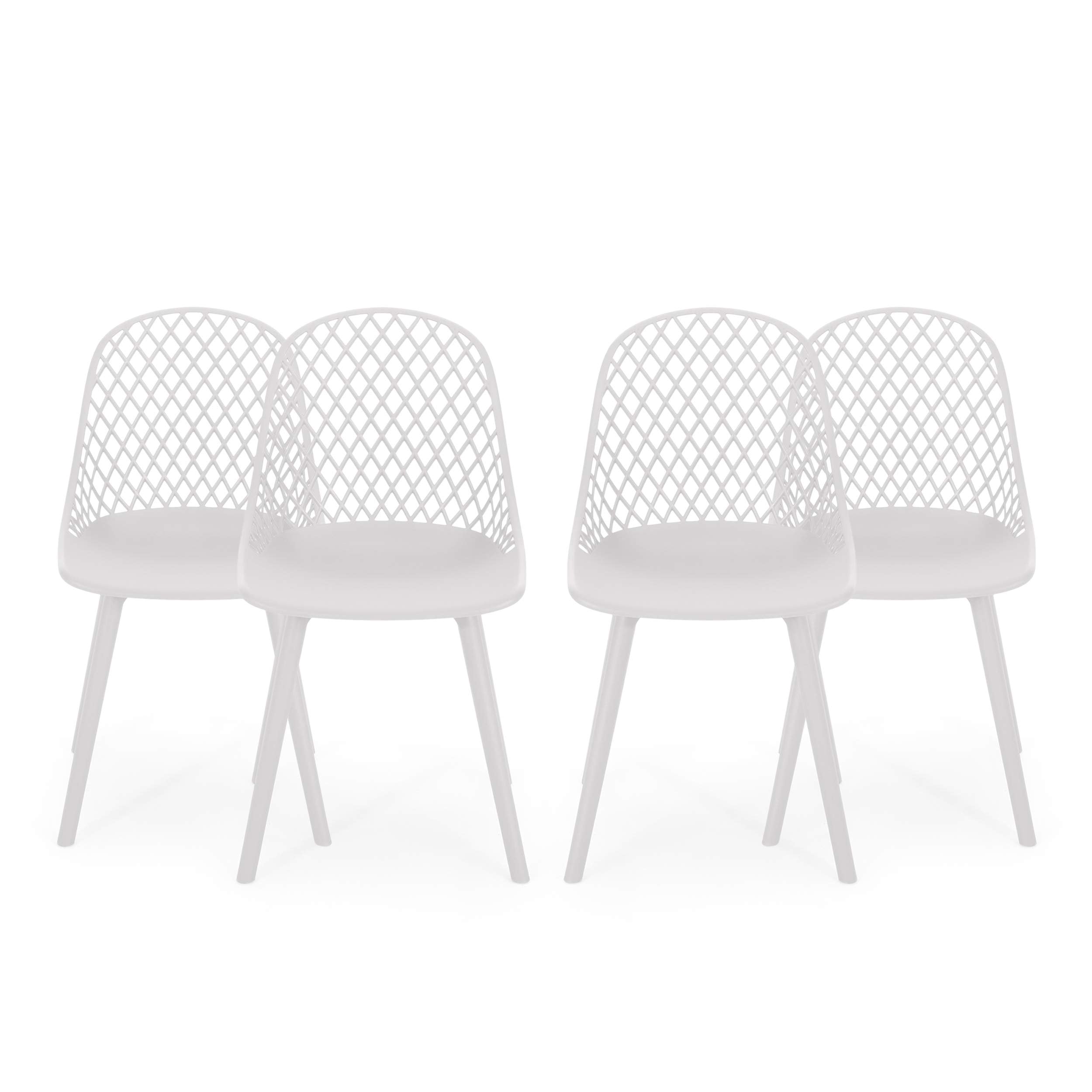 White Polypropylene Resin Outdoor Dining Chair Set of 4