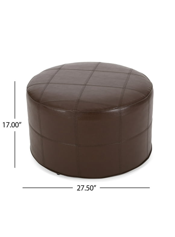 Christopher Knight Home Denell Faux Leather Ottoman by  Dark Brown Small