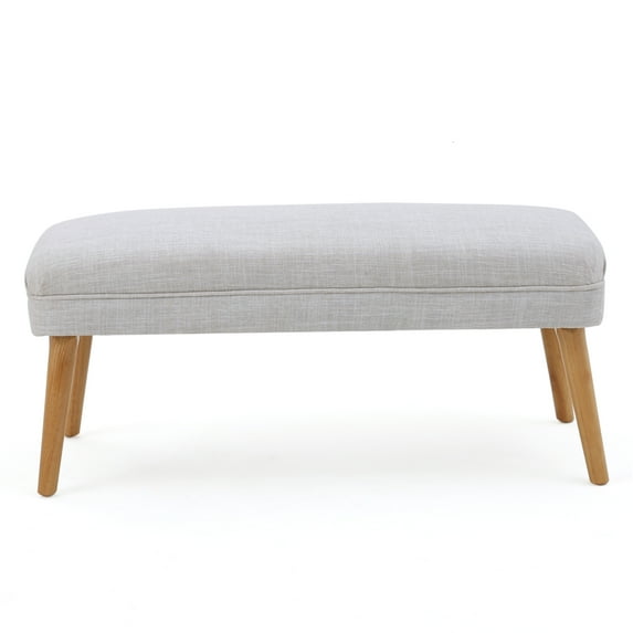 Dumont Mid Century Modern Fabric Ottoman, Beige