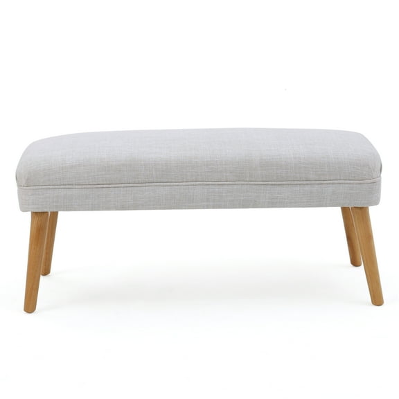 Dumont Mid Century Modern Fabric Ottoman, Beige