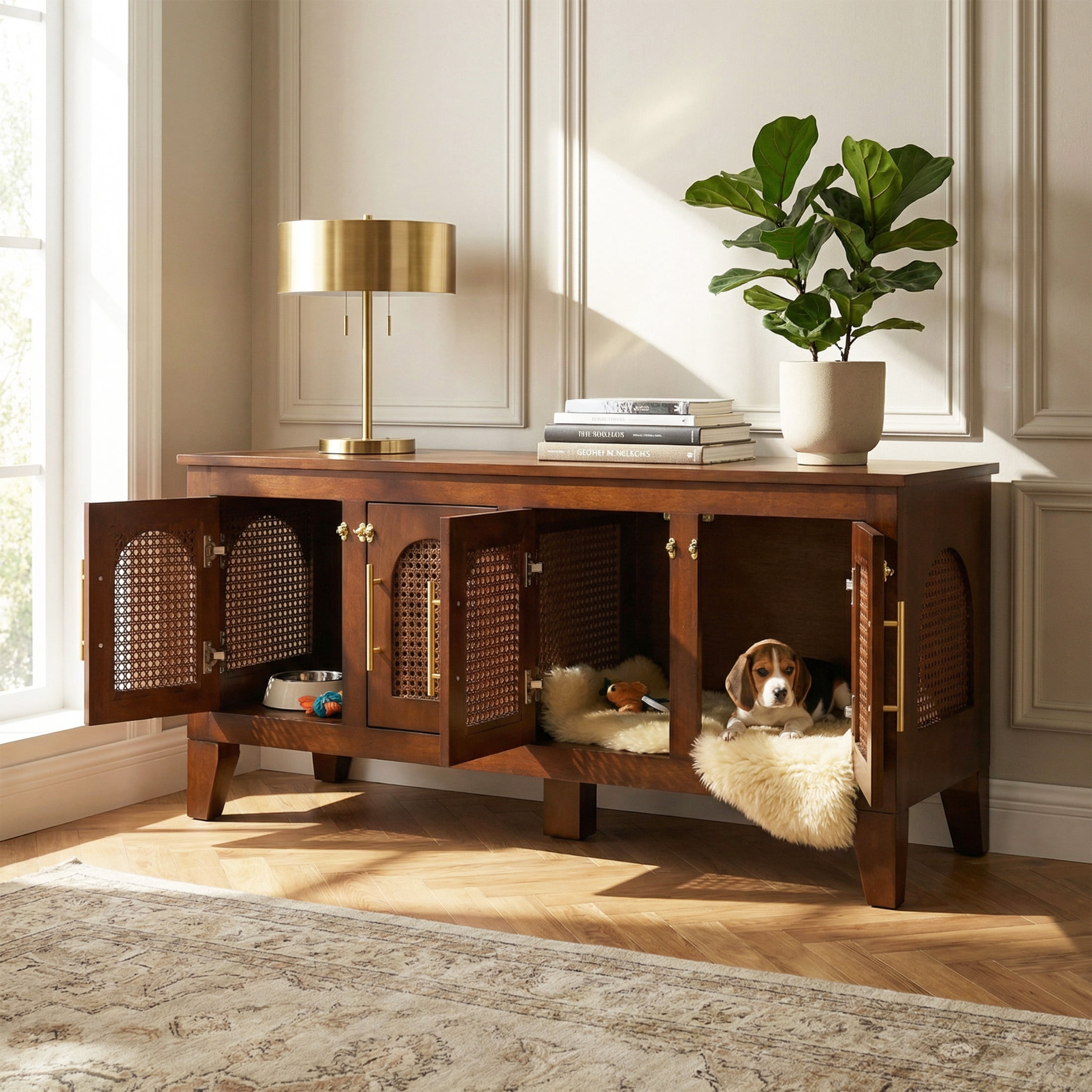 Christopher Knight Home Dog Crate Cabinet, Rattan Pet Kennel with ...