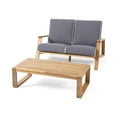 thumbnail image 1 of Christopher Knight Home Eartha Outdoor Loveseat Set with Coffee Table, Teak Finish, Dark Gray, 1 of 9