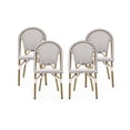 thumbnail image 1 of Christopher Knight Home Elize Outdoor French Cafe Chairs (Set of 4) by  Black + White + Bamboo Print Finish, 1 of 5