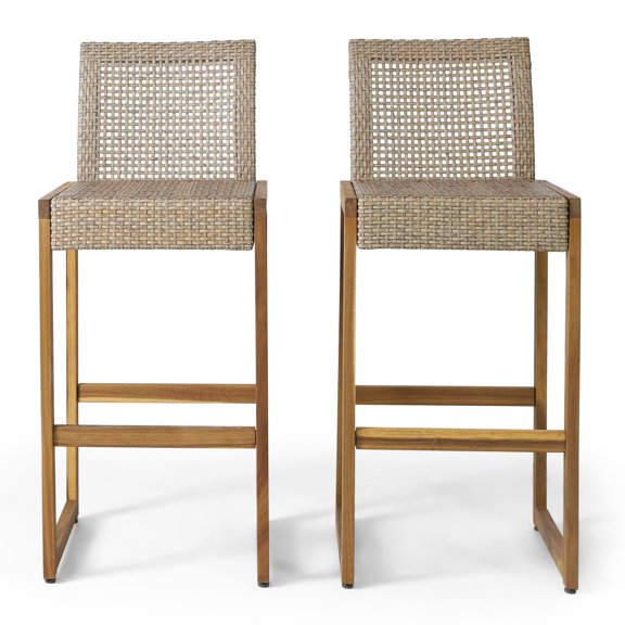 Christopher Knight Home Elon Outdoor Wicker Barstools (Set of 2) by - 21.00" W x 18.00" D x 43.50" H