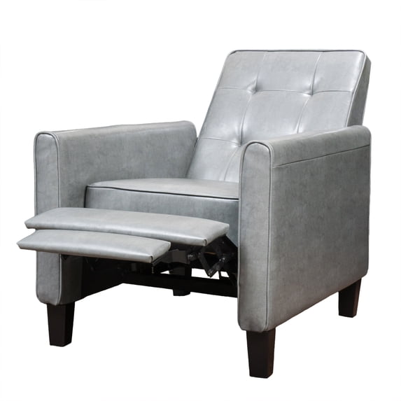 Christopher Knight Home Ethan Tufted Bonded Leather Recliner Chair by Grey