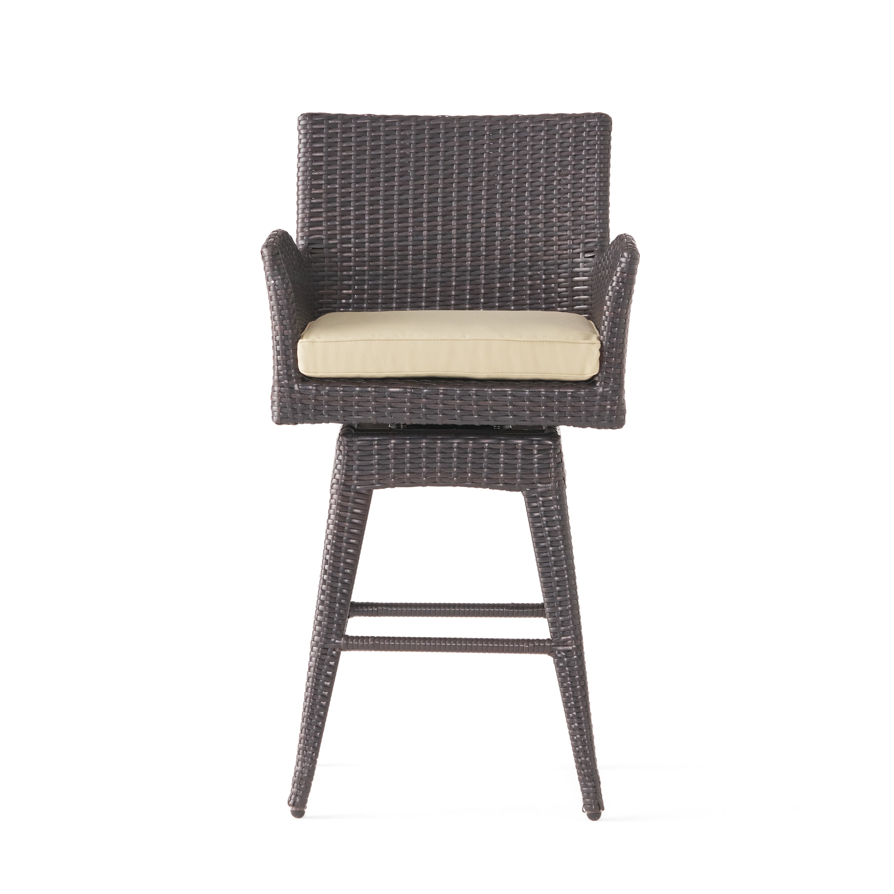 Christopher Knight Home Fairfax Outdoor Wicker Swivel Armed Cushion Barstool by Havenside Home