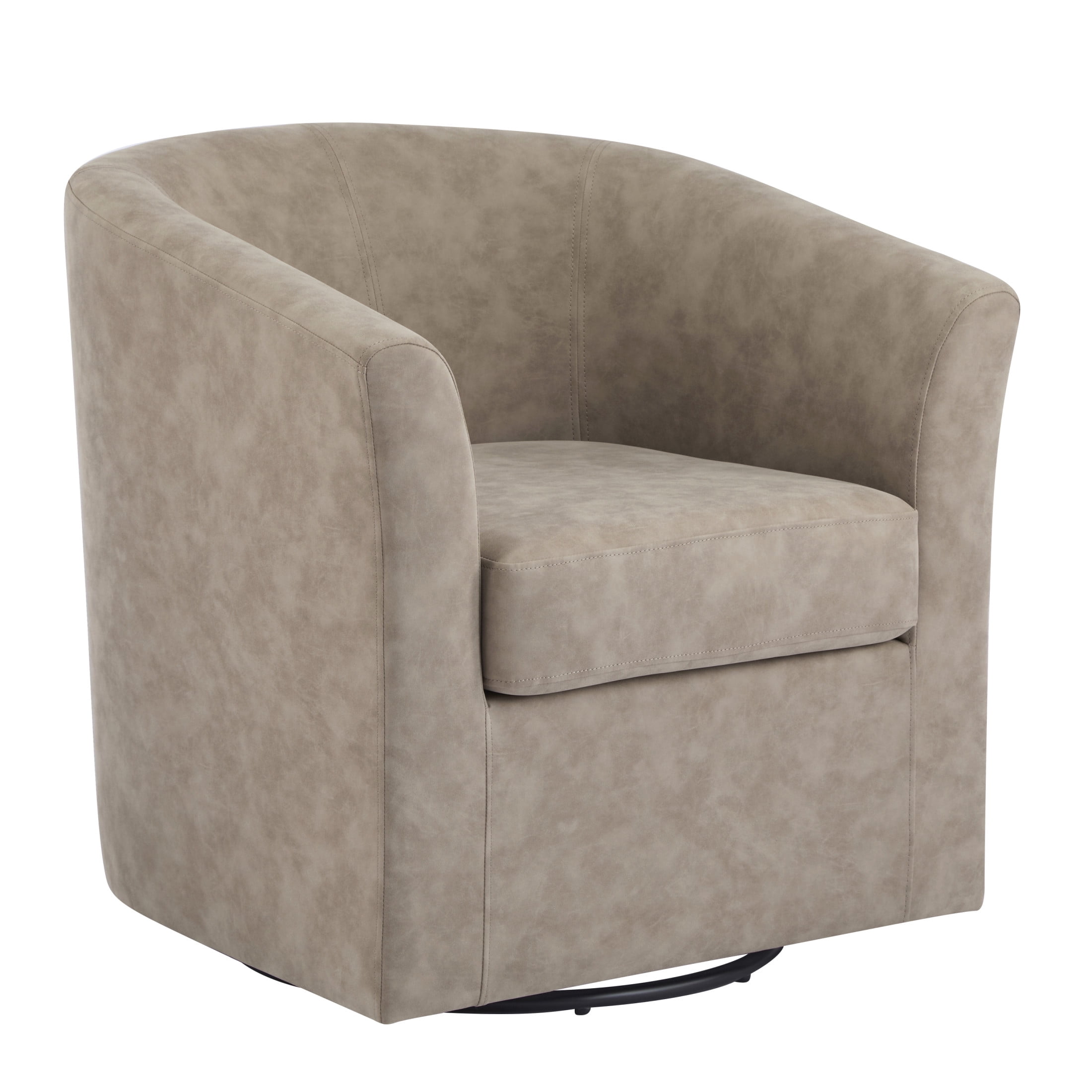 Christopher Knight Home Faux Leather Swivel Accent Arm Chair with Barrel Shape, Apricot Finish