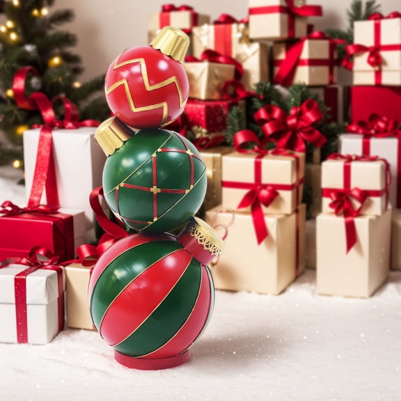 Christopher Knight Home Felix Classic Stacked Red Christmas Ball Decoration by - 14.00"W x 12.00"D x 31.25"H