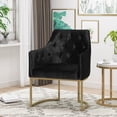 thumbnail image 1 of Christopher Knight Home Fern Modern Tufted Glam Accent Chair with Velvet Cushions and U-Shaped Base, Black and Gold Finish, 1 of 12