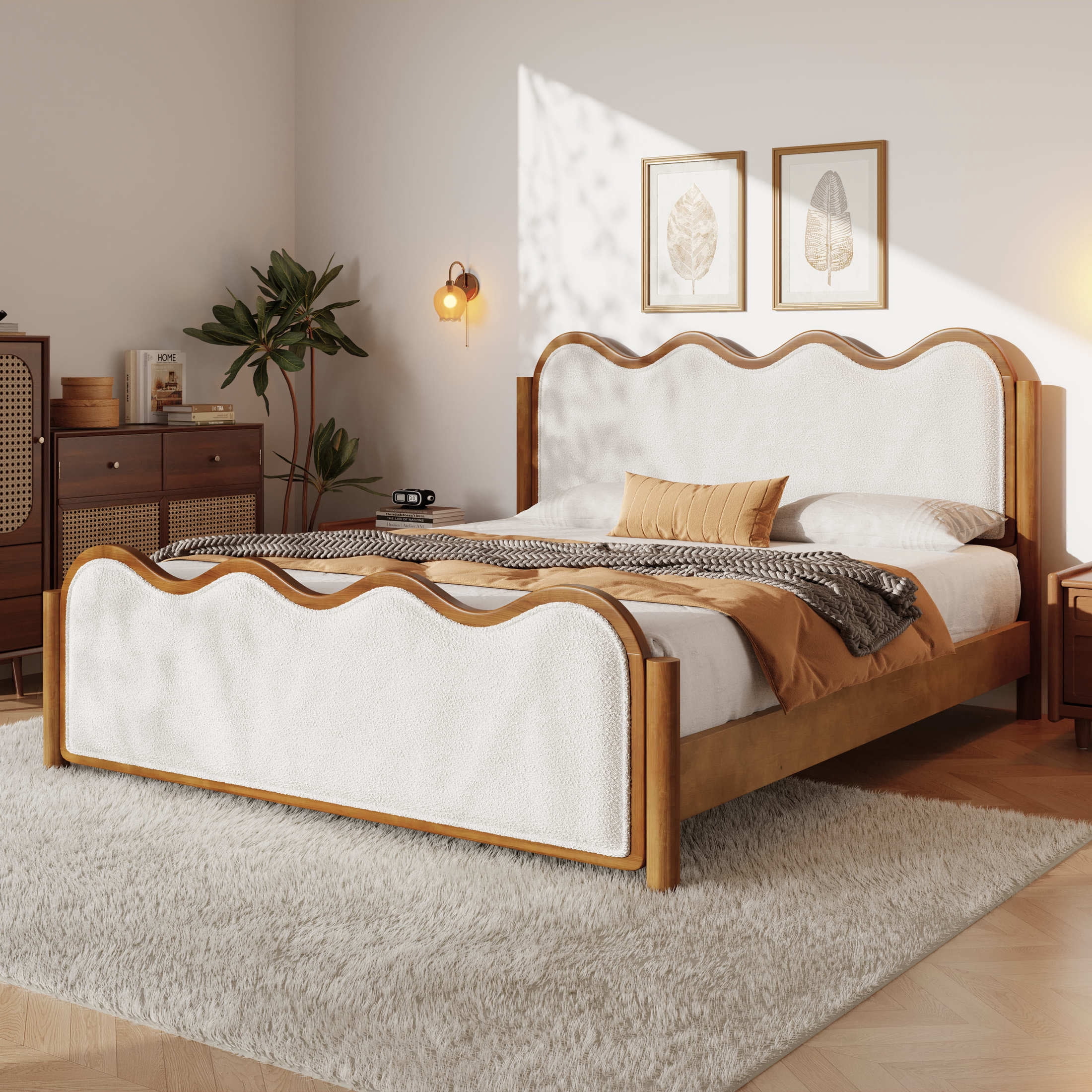 Christopher Knight Home Full Size Boucle Upholstered Bed Frame with ...