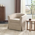 thumbnail image 1 of Christopher Knight Home Glouster Modern Swivel Club Chair, Velvet Upholstery, Light Camel, 1 of 10