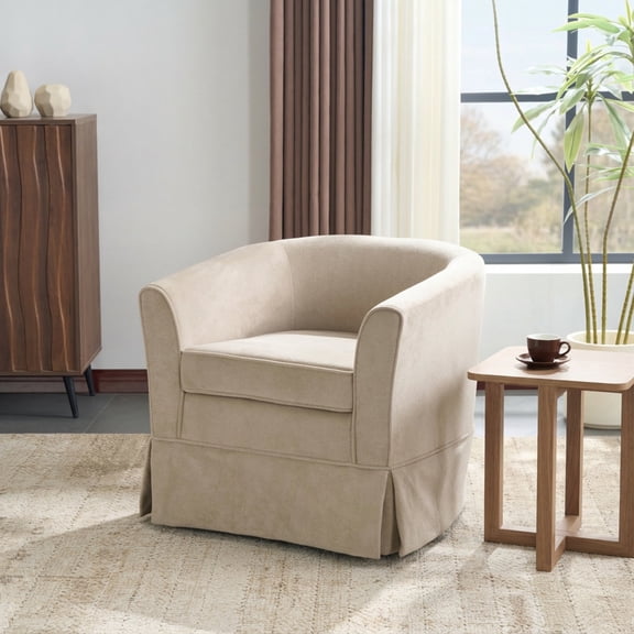 Christopher Knight Home Glouster Modern Swivel Club Chair, Velvet Upholstery, Light Camel
