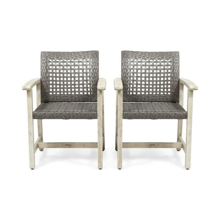 Christopher Knight Home Hampton Outdoor Acacia Wood and Wicker Dining Chair Set of 2 by