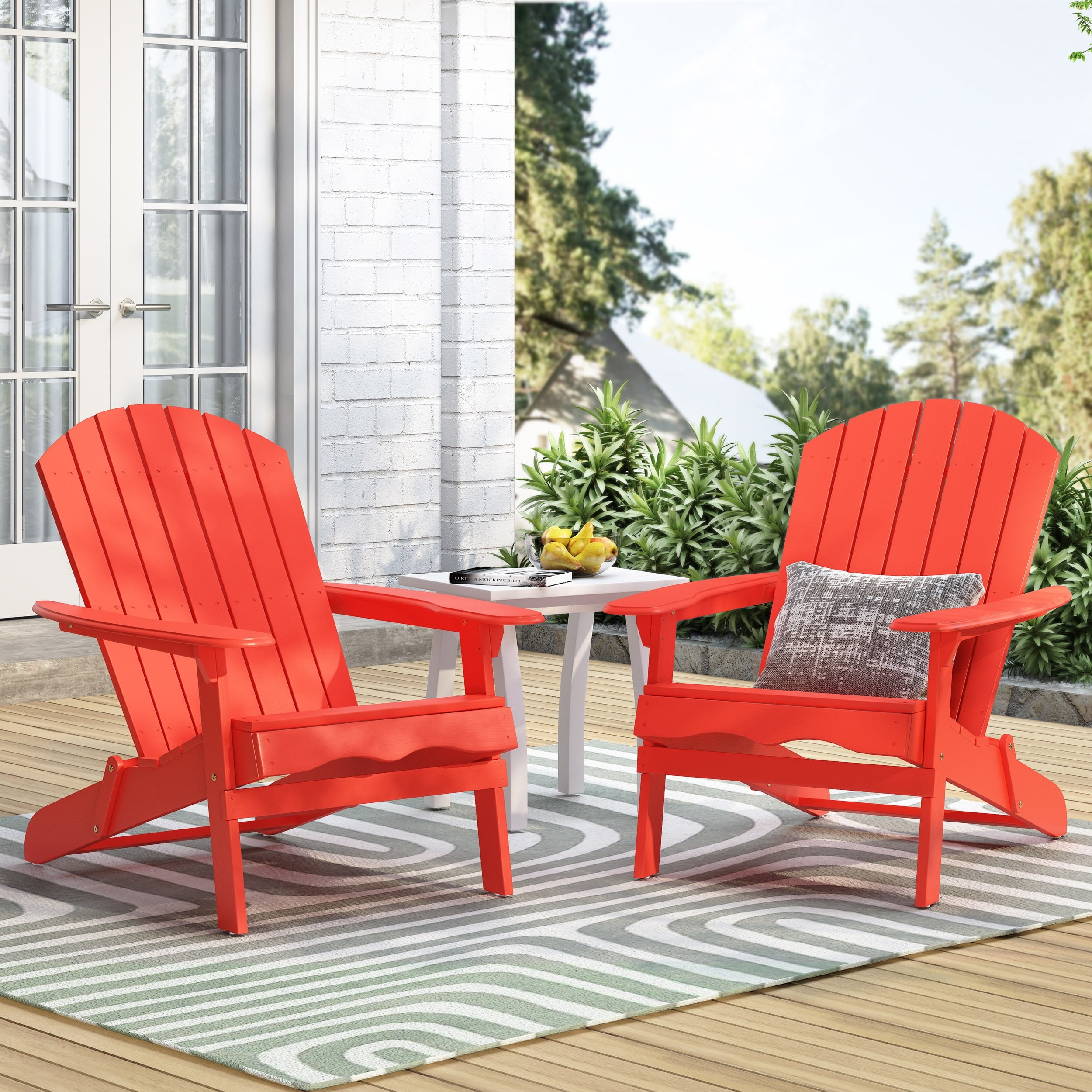 Christopher Knight Home Hanlee Outdoor Rustic Acacia Wood Folding Adirondack Chair Set of 2 by Red 2