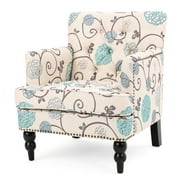 Christopher Knight Home 299127 Floral Fabric Tufted Club Chair White/Blue