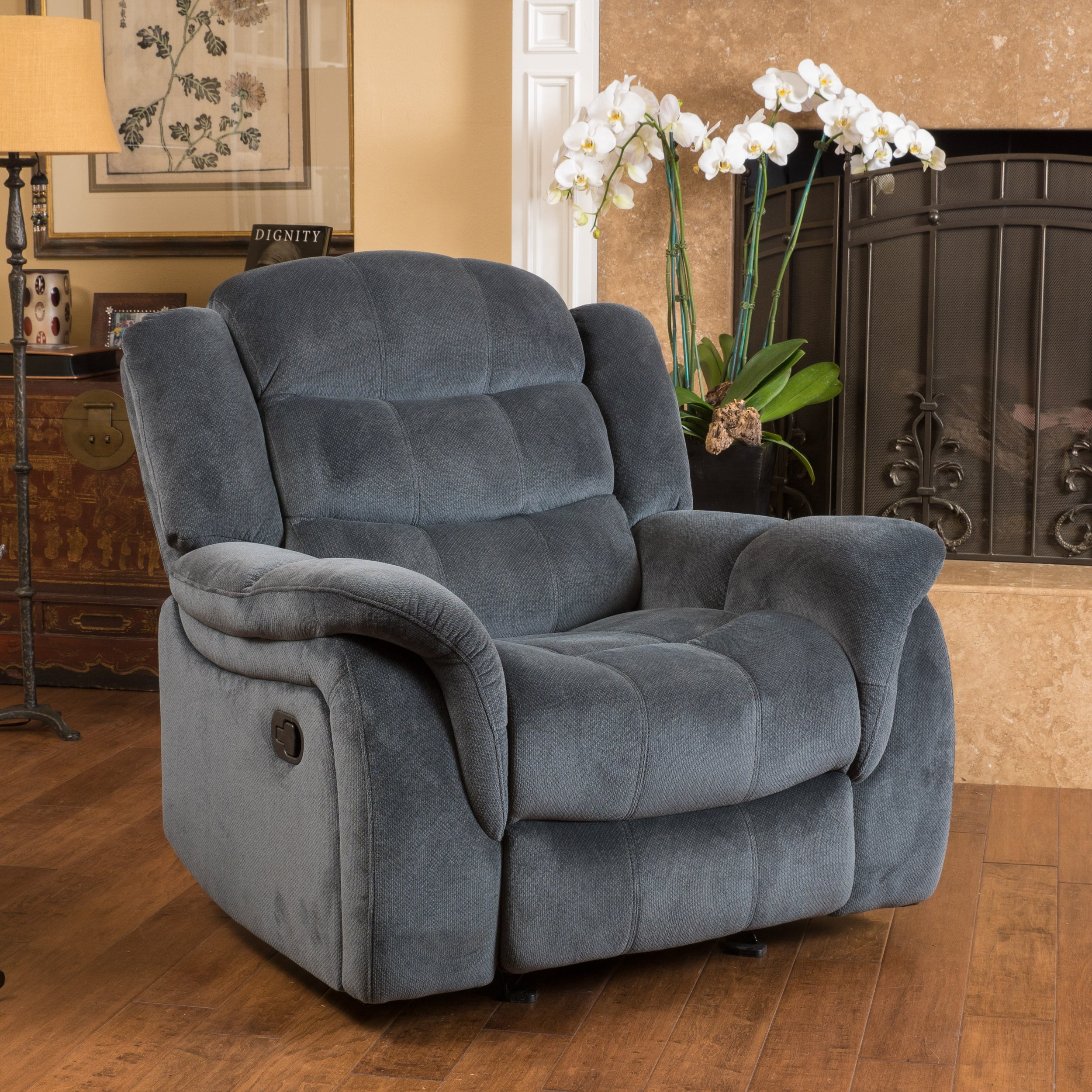 Hawthorne 41'' Gray Faux Leather Glider Recliner Club Chair