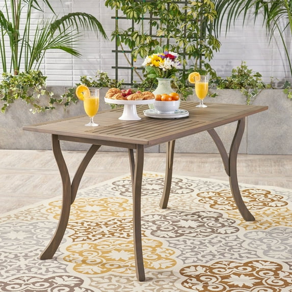 Christopher Knight Home Hermosa Outdoor Acacia Wood Rectangle Dining Table (ONLY) by - 59.00" L x 31.50" W x 30.00" H Grey Finish