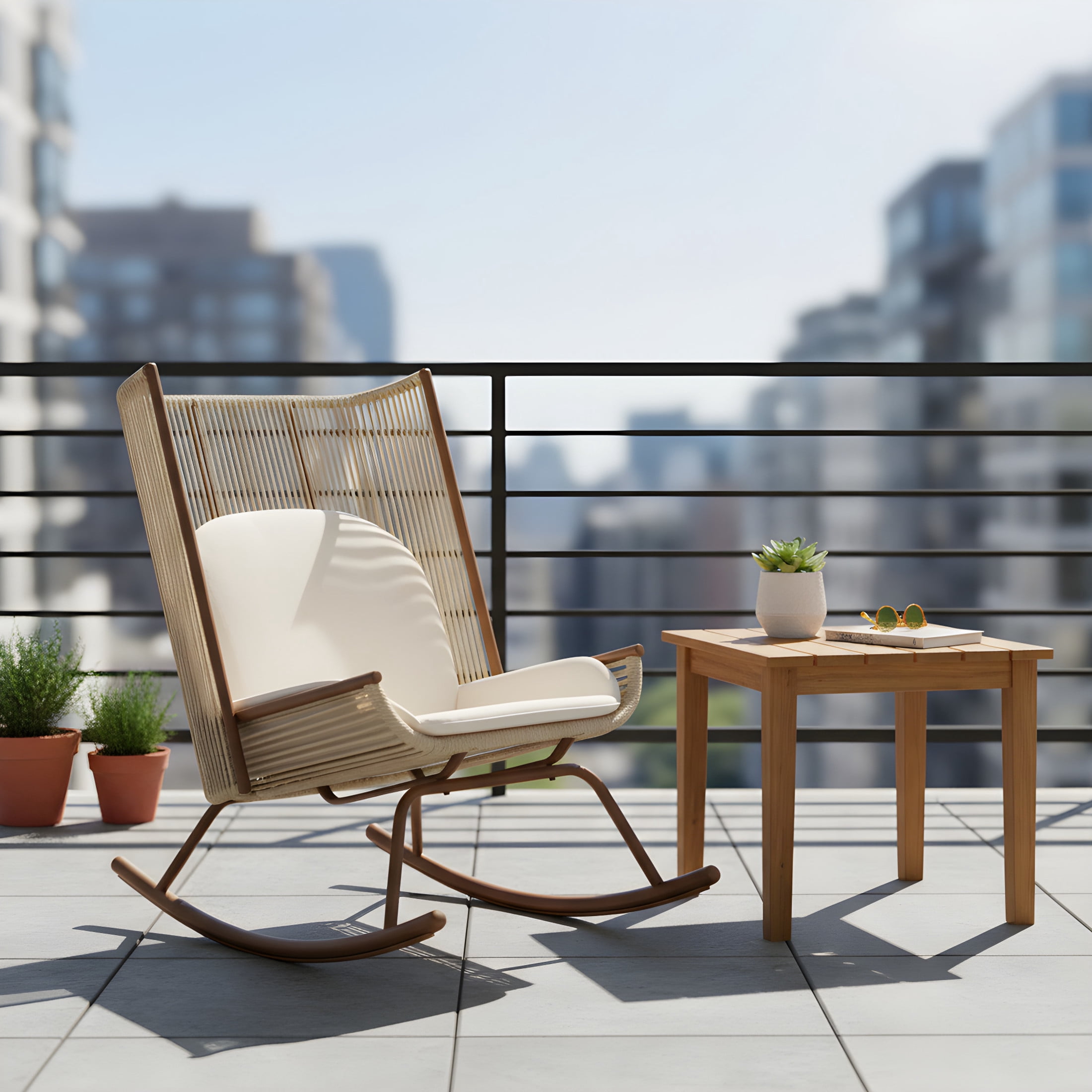 Christopher Knight Home High Back Outdoor Rocking Chair with Rustic ...