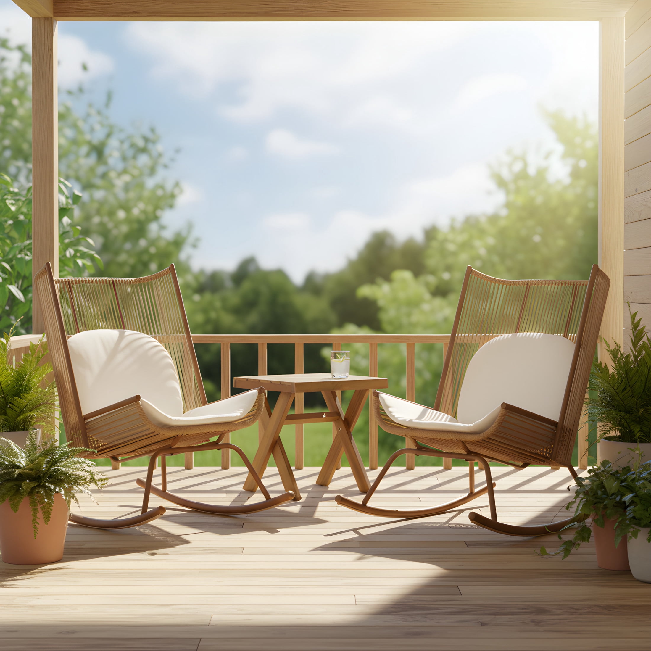 Christopher Knight Home High Back Outdoor Rocking Chairs with Acacia ...
