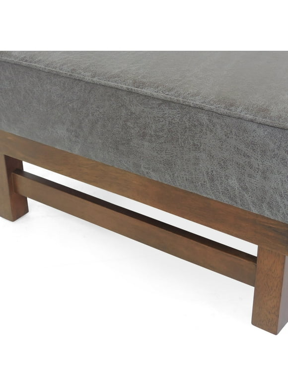 Christopher Knight Home Hillman Modern Microfiber Cocktail Ottoman with Wood Frame by  Slate + Walnut