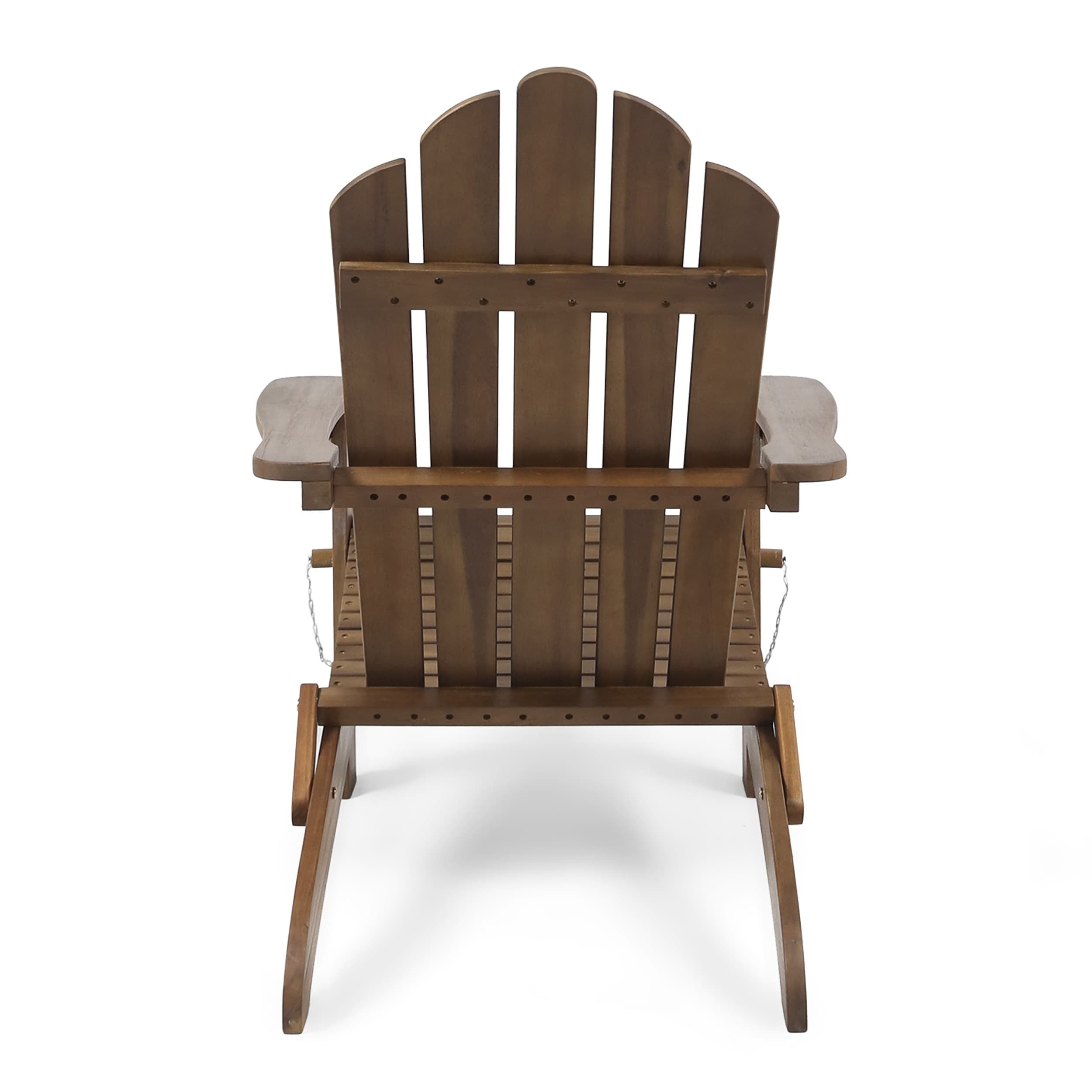 Dark Brown Acacia Wood Foldable Adirondack Chairs with Arms, Set of 2