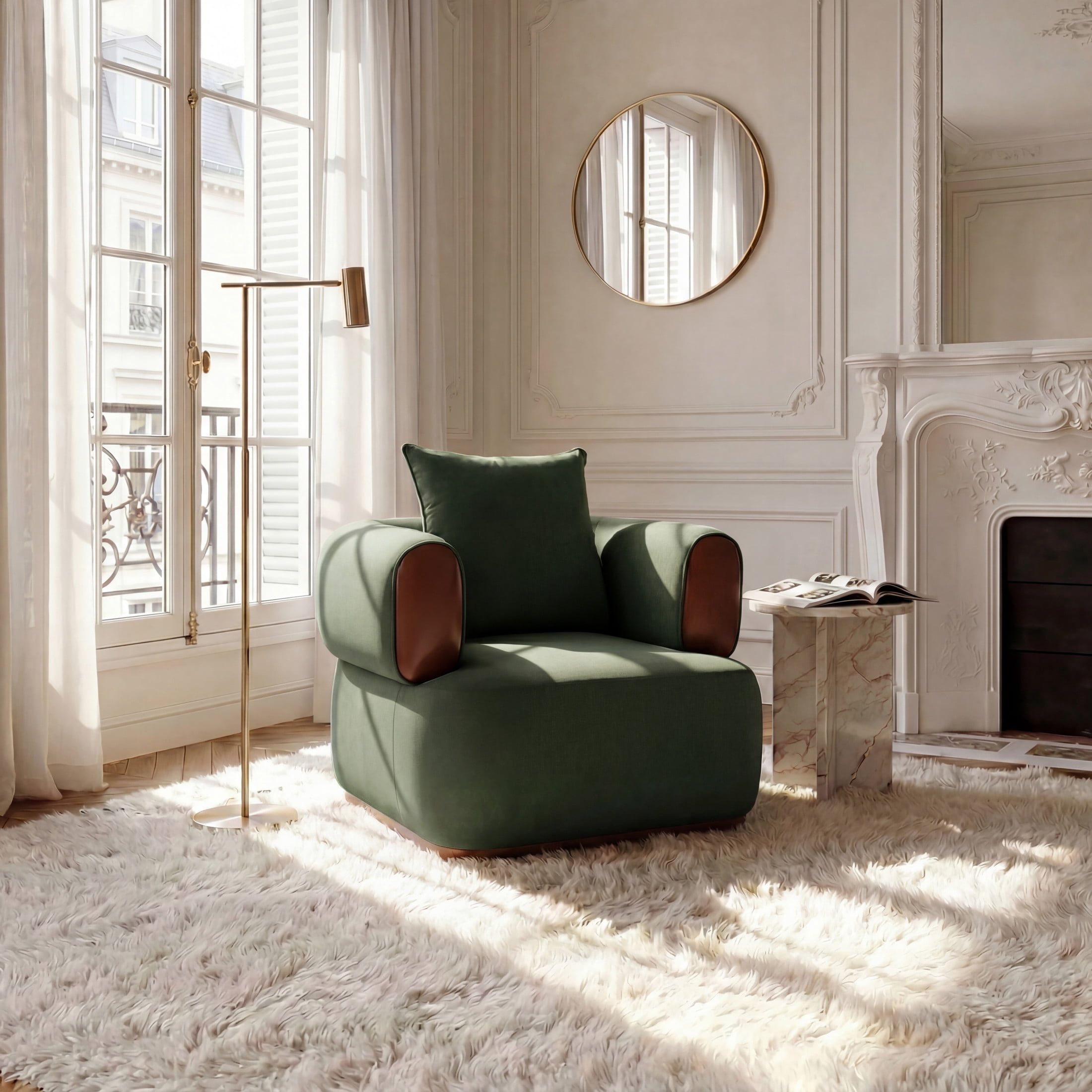 Christopher Knight Home Indoor Armchair with Wrap-Around Back and Accent Pillow, Sage