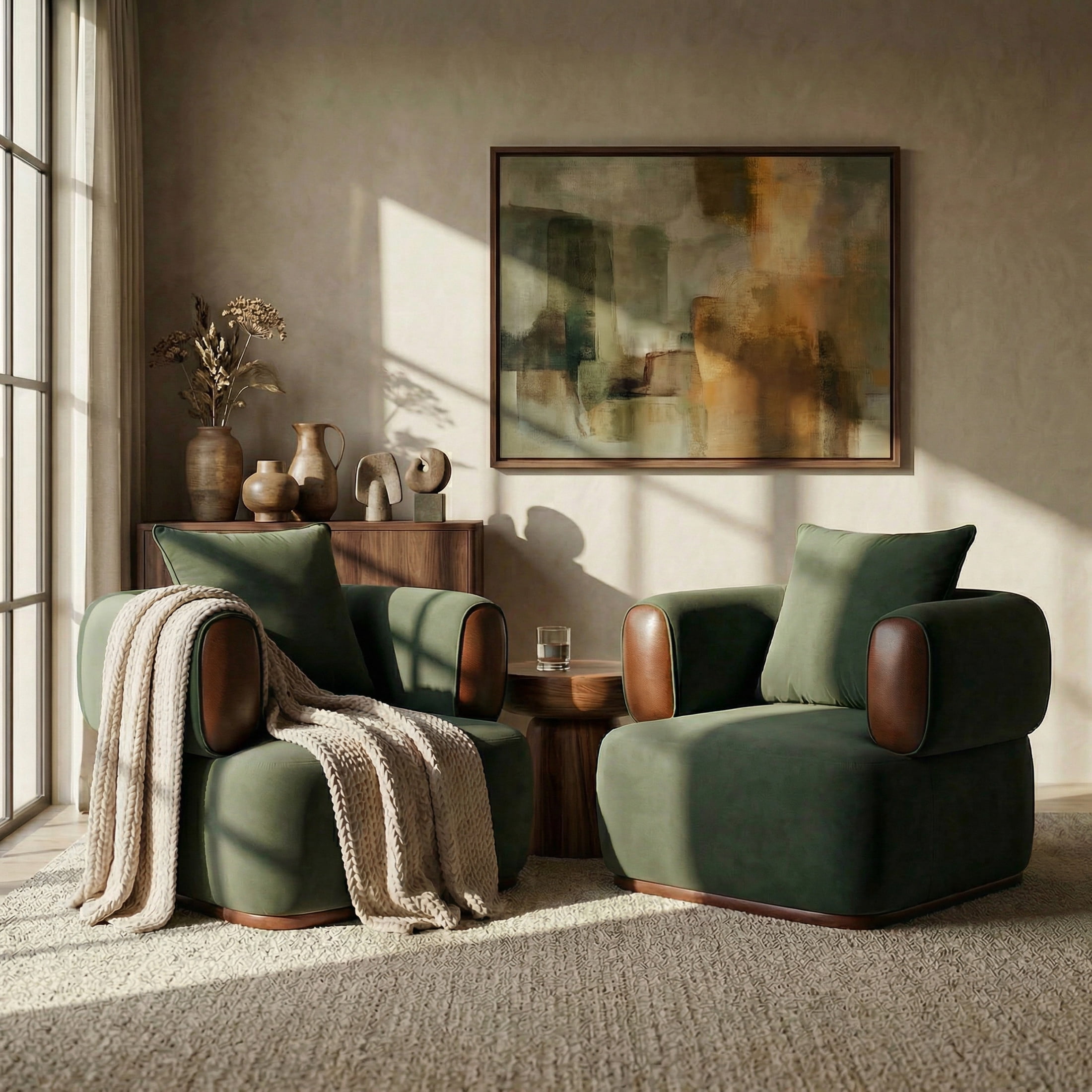 Christopher Knight Home Indoor Armchair with Wrap-Around Back and Accent Pillow, Set of 2, Sage
