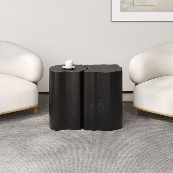 Christopher Knight Home Irregular MGO End Table  Small Black 2-in-1 Design