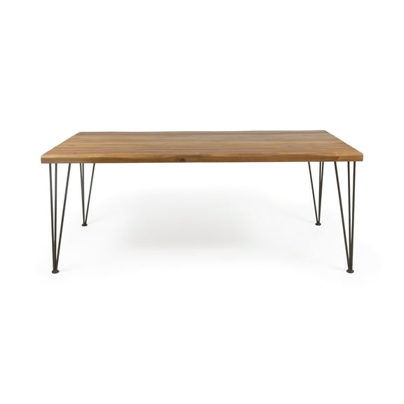 Kama Patio Rectangular Acacia Wood Dining Table, Teak Finish