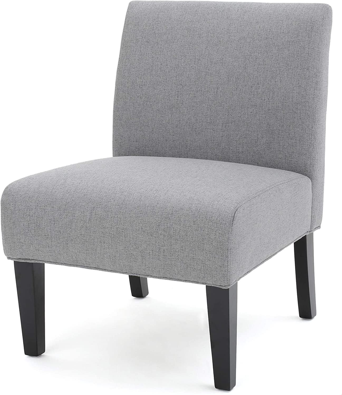 Abner Matte Black Leg Geometric Gray Fabric Accent Chair