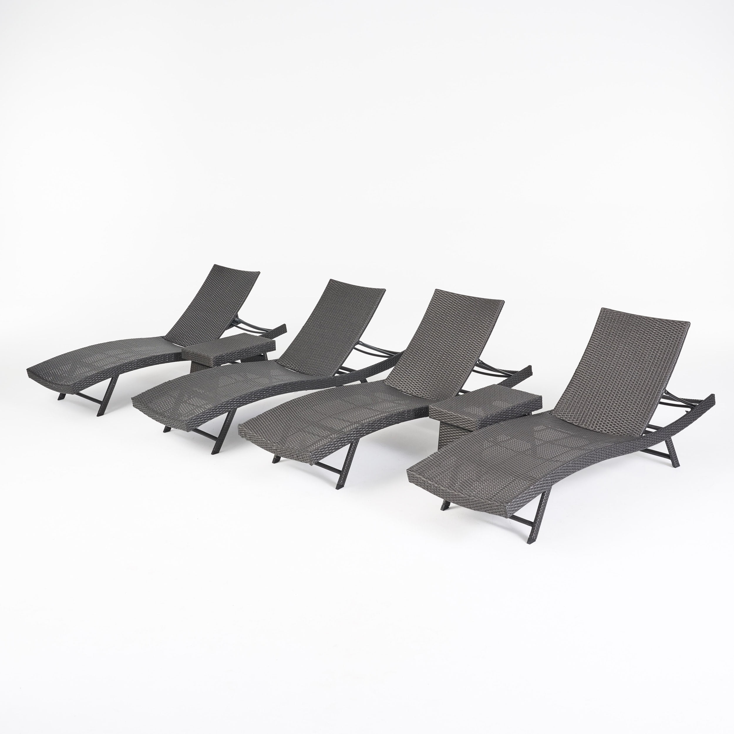 Kauai Gray Wicker Outdoor Chaise Lounger Set with Iron Frame