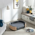 thumbnail image 1 of Noble House Scandinavian Elevated Large Dog Bed, Pet Sofa with Solid Wood Frame, Dark Gray and Natural, 1 of 11