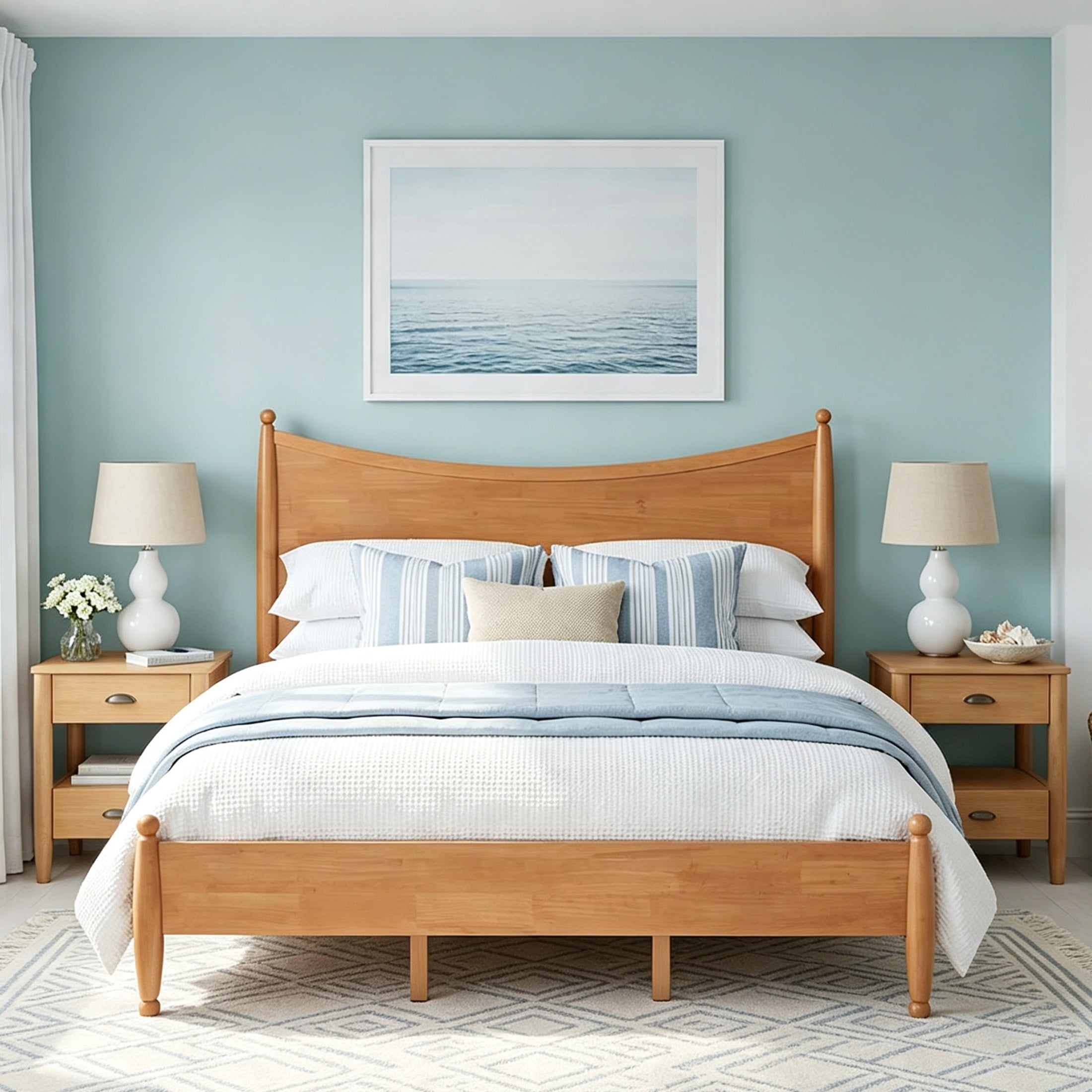 Christopher Knight Home King Bedroom Set, Wood Bed with Curved Headboard and 2 Nightstands, Honey Oak+Natural