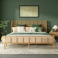 thumbnail image 1 of Christopher Knight Home King Size PE Wicker Bed Frame, Wingback, Metal Support, No Box Spring, Natural, 1 of 11