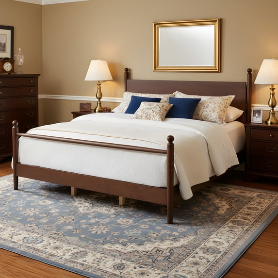 Christopher Knight Home King Size Traditional Wooden Bed Frame with Spindle Design, Walnut