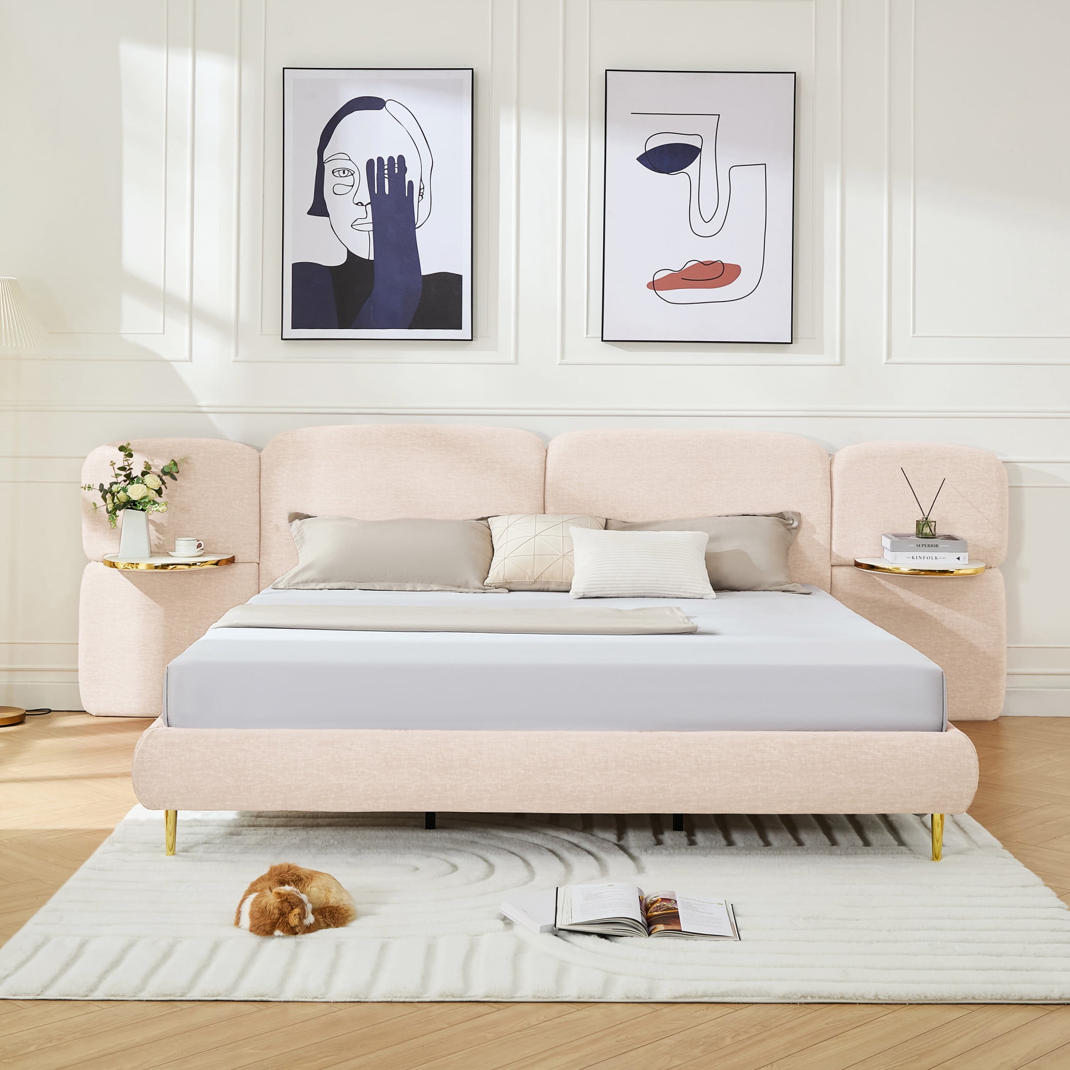 Christopher Knight Home King Size Upholstered Platform Bed Frame with ...