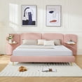 thumbnail image 1 of Christopher Knight Home King Size Upholstered Platform Bed Frame with Headboard and Nightstands, Pink, 1 of 8
