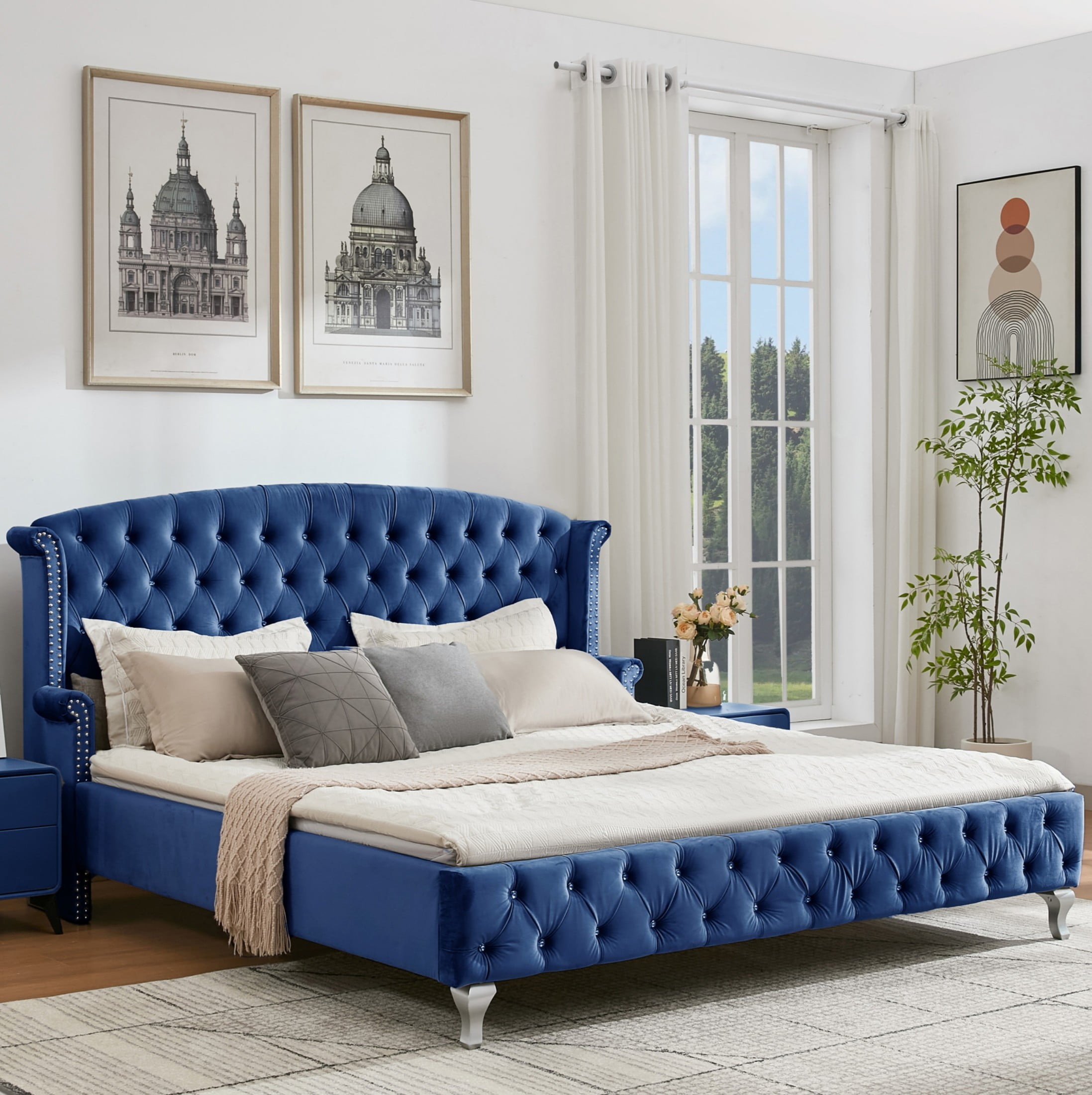 Christopher Knight Home King Size Velvet Upholstered Bed Frame — free download