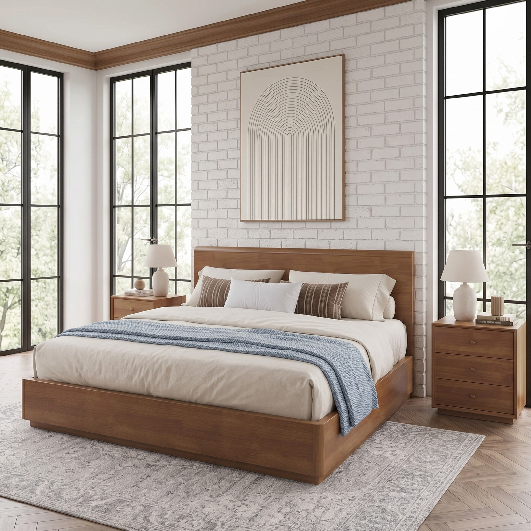 Christopher Knight Home King Solid Wood Platform Bed Frame, No Box Spring Needed, Light Walnut