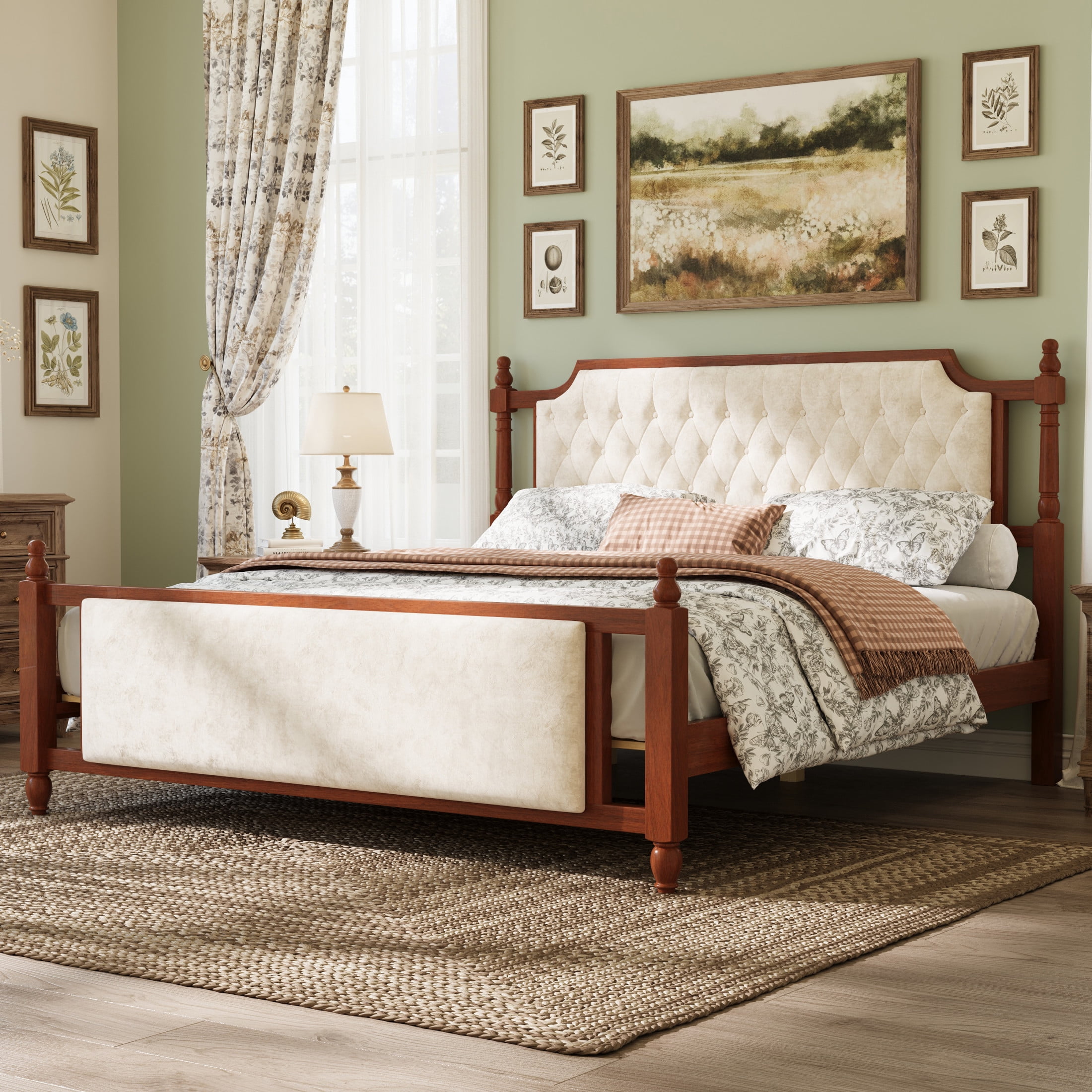 Christopher Knight Home King Upholstered Platform Bed, Velvet Tufted Headboard and Footboard, Brown