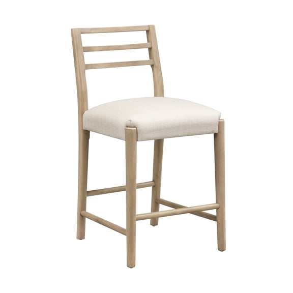 Christopher Knight Home Ladder Back Counter Stools, Set of 2, Beige Upholstered Seat with Rubberwood Frame
