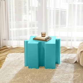 Christopher Knight Home Light Blue Puzzle Art Side Table, Modular Interlocking Design, Indoor Outdoor Use, Concave Edge